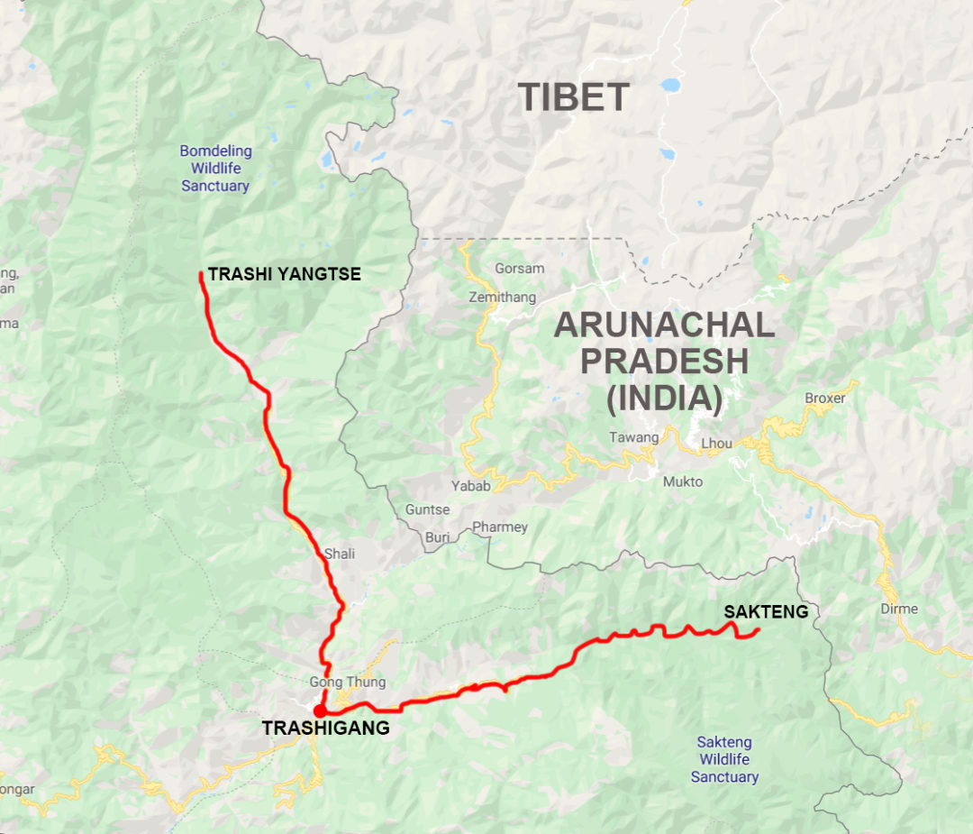 Tashigang Map - Thai Butterfly Trips